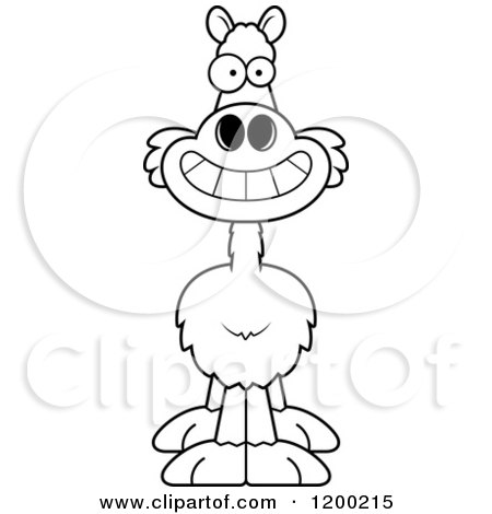 Cartoon of a Black and White Happy Grinning Llama - Royalty Free Vector Clipart by Cory Thoman