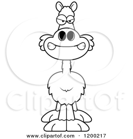 Cartoon of a Black and White Mad Llama - Royalty Free Vector Clipart by Cory Thoman