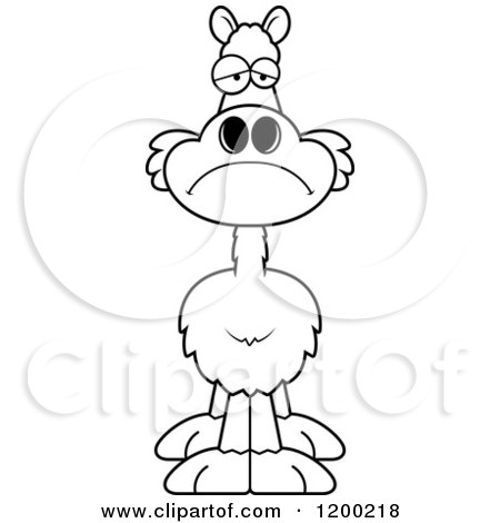 Cartoon of a Black and White Depressed Llama - Royalty Free Vector Clipart by Cory Thoman