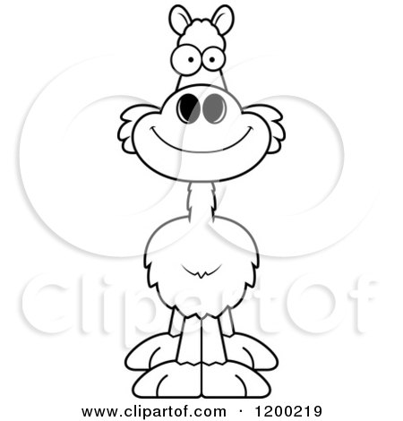 Cartoon of a Black and White Happy Llama - Royalty Free Vector Clipart by Cory Thoman