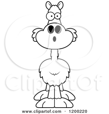 Cartoon of a Black and White Surprised Llama - Royalty Free Vector Clipart by Cory Thoman