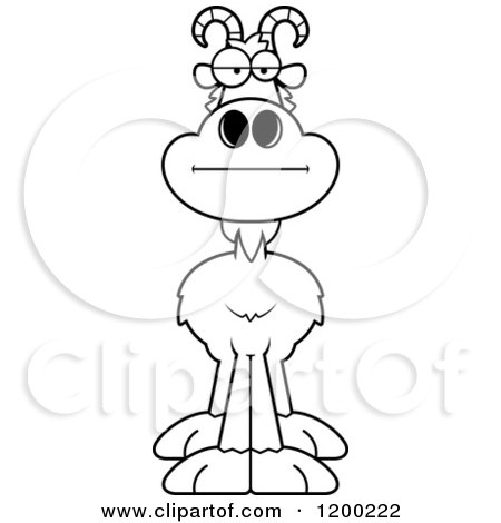 Cartoon of a Black and White Bored Goat - Royalty Free Vector Clipart by Cory Thoman