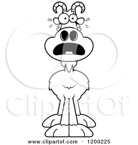Cartoon of a Black and White Scared Goat - Royalty Free Vector Clipart by Cory Thoman