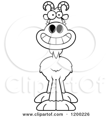 Cartoon of a Black and White Happy Grinning Goat - Royalty Free Vector Clipart by Cory Thoman