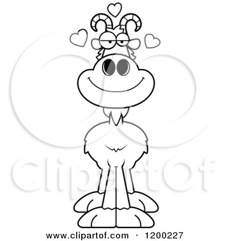 Cartoon of a Black and White Loving Goat with Hearts - Royalty Free Vector Clipart by Cory Thoman