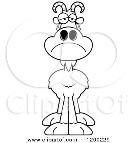 Cartoon of a Black and White Depressed Goat - Royalty Free Vector Clipart by Cory Thoman