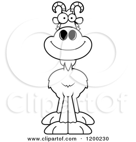Cartoon of a Black and White Happy Goat - Royalty Free Vector Clipart by Cory Thoman