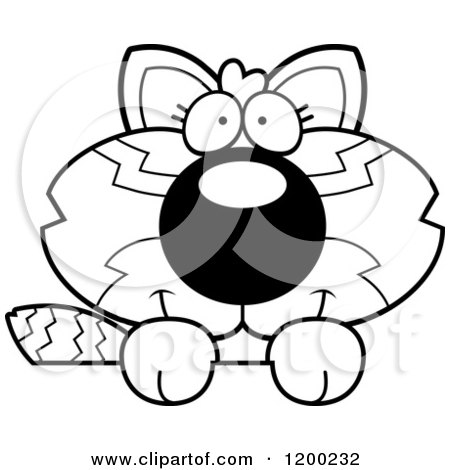 Cartoon of a Black and White Cute Happy Red Panda Cub over a Sign - Royalty Free Vector Clipart by Cory Thoman