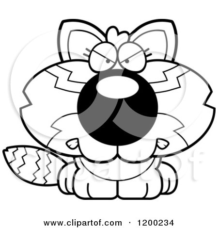 Cartoon of a Black and White Mad Red Panda Cub - Royalty Free Vector Clipart by Cory Thoman