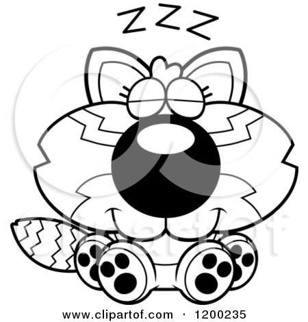 Cartoon of a Black and White Cute Sleeping Red Panda Cub - Royalty Free Vector Clipart by Cory Thoman