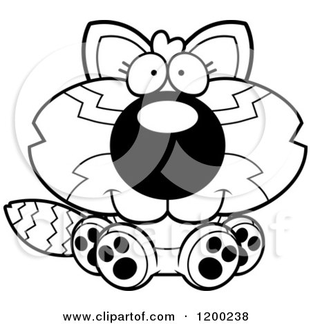 Cartoon of a Black and White Cute Sitting Red Panda Cub - Royalty Free Vector Clipart by Cory Thoman