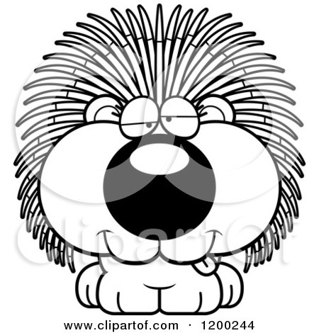 Cartoon of a Black And White Drunk Porcupine Porcupet - Royalty Free Vector Clipart by Cory Thoman