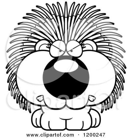 Cartoon of a Black And White Mad Porcupine Porcupet - Royalty Free Vector Clipart by Cory Thoman