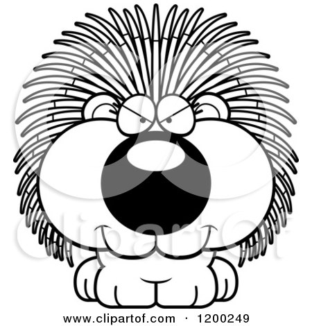 Cartoon of a Black And White Sly Porcupine Porcupet - Royalty Free Vector Clipart by Cory Thoman