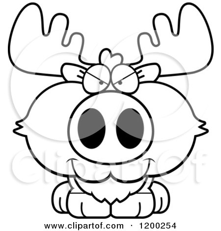 Cartoon of a Black And White Sly Moose Calf - Royalty Free Vector Clipart by Cory Thoman