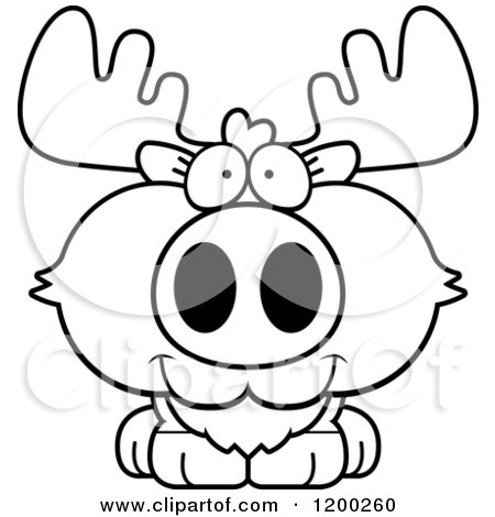 Cartoon of a Black And White Cute Happy Moose Calf - Royalty Free Vector Clipart by Cory Thoman