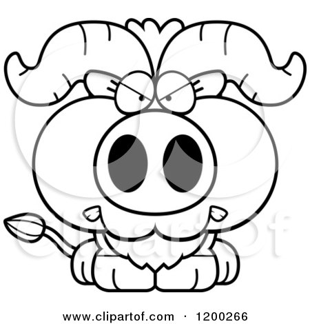 Cartoon of a Black and White Mad Ox Calf - Royalty Free Vector Clipart by Cory Thoman