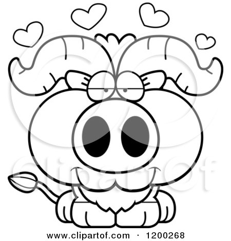 Cartoon of a Black and White Cute Loving Ox Calf - Royalty Free Vector Clipart by Cory Thoman