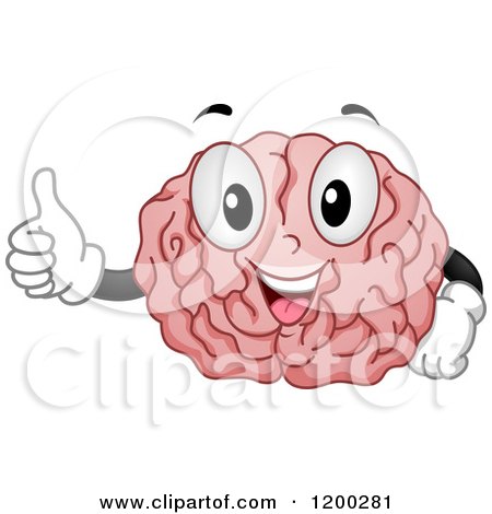 Cartoon of a Happy Brain Mascot Holding a Thumb up - Royalty Free Vector Clipart by BNP Design Studio