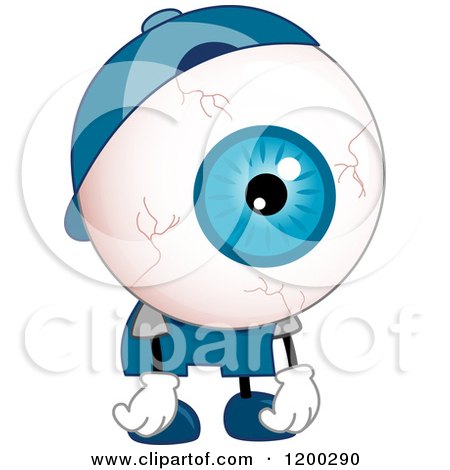 Cartoon of a Tired Eyeball Mascot Slouching - Royalty Free Vector Clipart by BNP Design Studio
