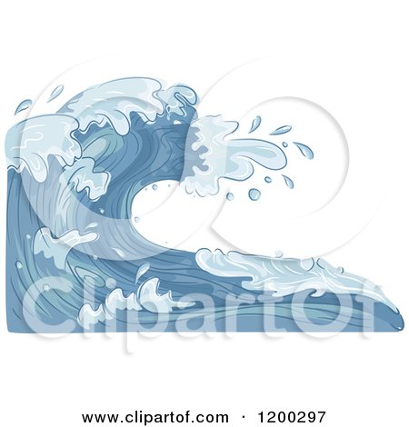 Cartoon of a Background of Blue Water and Splashing Waves 4 - Royalty Free Vector Clipart by BNP Design Studio