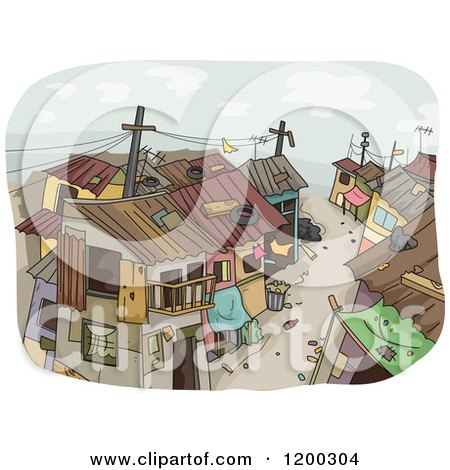 Cartoon of a Dirty Slum Neighborhood - Royalty Free Vector Clipart by BNP Design Studio
