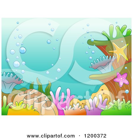 Cartoon of a Coral Reef and Bubble Background - Royalty Free Vector Clipart by BNP Design Studio