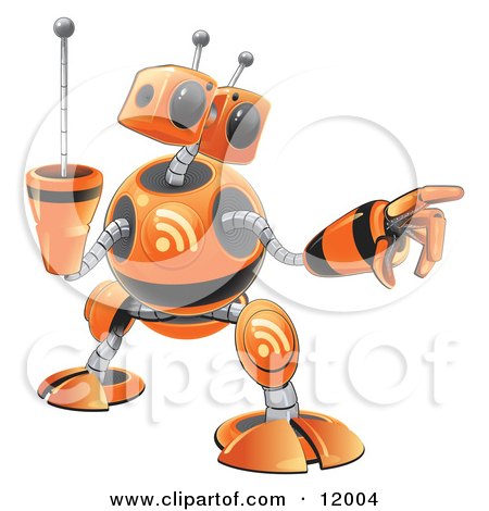 Orange RSS Robot Clipart Illustration by Leo Blanchette