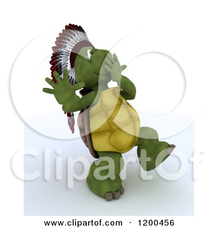 Clipart of a 3d Pow Wow Tortoise Wearing a Native American Headdress - Royalty Free CGI Illustration by KJ Pargeter