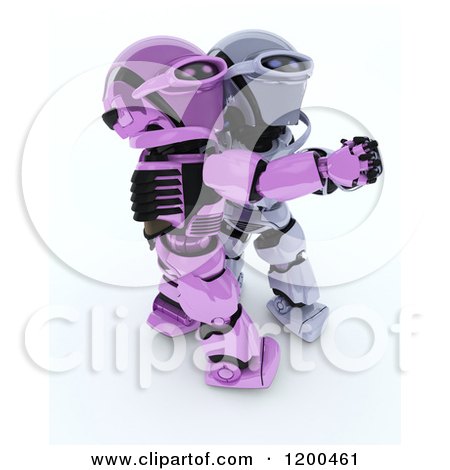 Clipart of a 3d Robot Couple Ballroom Dancing - Royalty Free CGI Illustration by KJ Pargeter