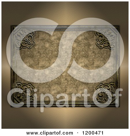 Clipart of a 3d Vintage Decorative Grungy Frame on Bronze - Royalty Free CGI Illustration by KJ Pargeter
