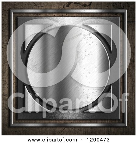 Clipart of a 3d Silver Circle and Square over Concrete - Royalty Free CGI Illustration by KJ Pargeter