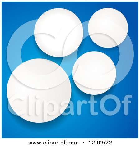 Clipart of 3d White Paper Circle Cut Outs on Blue - Royalty Free Vector Illustration by elaineitalia