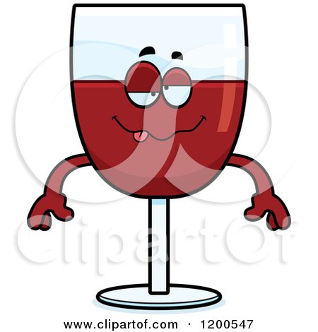 Cartoon of a Drunk Red Wine Glass Character - Royalty Free Vector Clipart by Cory Thoman