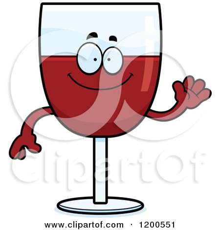 Cartoon of a Friendly Waving Red Wine Glass Character - Royalty Free Vector Clipart by Cory Thoman