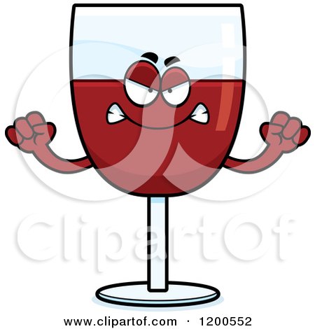 Cartoon of a Mad Red Wine Glass Character - Royalty Free Vector Clipart by Cory Thoman