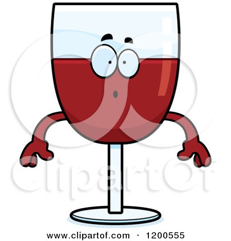 Cartoon of a Surprised Red Wine Glass Character - Royalty Free Vector Clipart by Cory Thoman