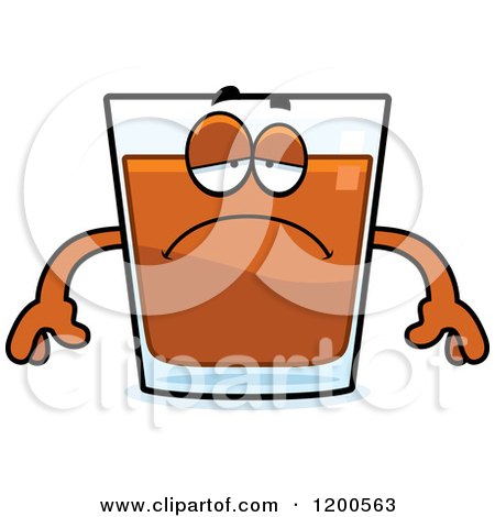 Cartoon of a Depressed Shot Glass Mascot - Royalty Free Vector Clipart by Cory Thoman