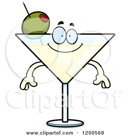 Cartoon of a Happy Martini Mascot - Royalty Free Vector Clipart by Cory Thoman