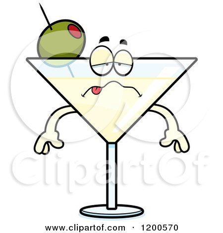 Cartoon of a Sick Martini Mascot - Royalty Free Vector Clipart by Cory Thoman