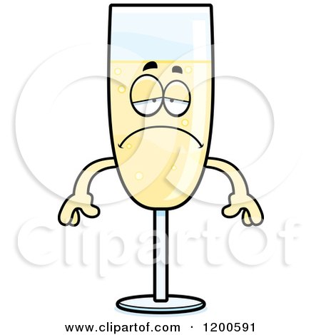 Cartoon of a Depressed Champagne Mascot - Royalty Free Vector Clipart by Cory Thoman