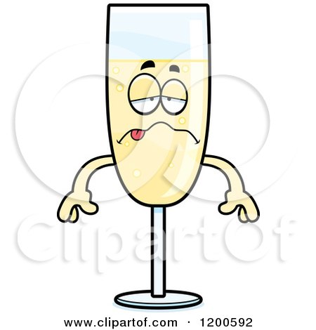 Cartoon of a Sick or Drunk Champagne Mascot 2 - Royalty Free Vector Clipart by Cory Thoman