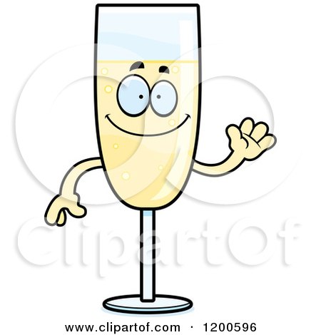Cartoon of a Friendly Waving Champagne Mascot - Royalty Free Vector Clipart by Cory Thoman