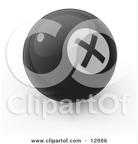 Black Billiards Pool Ball With an X Instead of an 8 on it Clipart Illustration by Leo Blanchette
