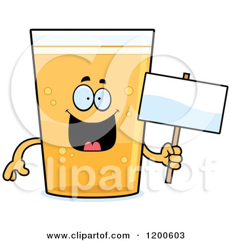 Cartoon of a Happy Beer Mascot Holding a Sign - Royalty Free Vector Clipart by Cory Thoman
