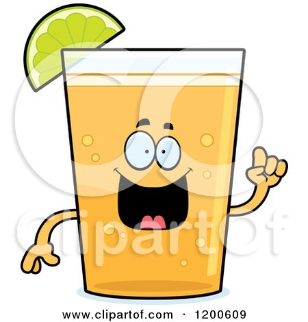 Cartoon of a Happy Beer Mascot with an Idea and Lime Wedge - Royalty Free Vector Clipart by Cory Thoman
