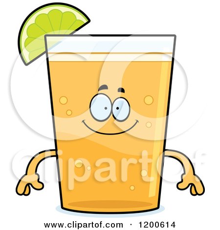 Cartoon of a Happy Beer Mascot with a Slice of Lime - Royalty Free Vector Clipart by Cory Thoman