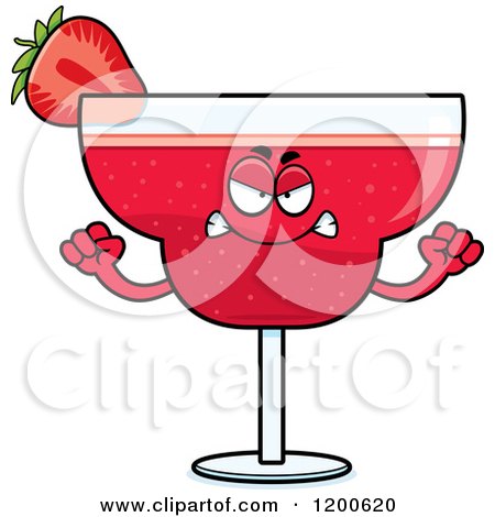 Cartoon of a Mad Strawberry Daiquiri Mascot - Royalty Free Vector Clipart by Cory Thoman