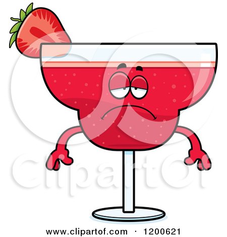 Cartoon of a Depressed Strawberry Daiquiri Mascot - Royalty Free Vector Clipart by Cory Thoman