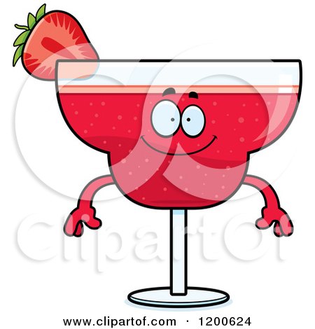 Cartoon of a Happy Strawberry Daiquiri Mascot - Royalty Free Vector Clipart by Cory Thoman